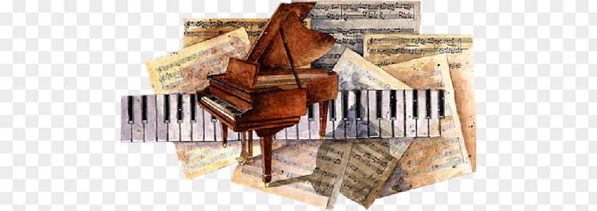 Hand Painted Watercolor Piano Music PNG painted watercolor piano music clipart PNG