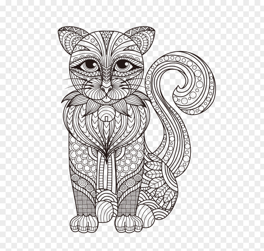 Puppy Linear Painting Cat Kitten Drawing Coloring Book PNG