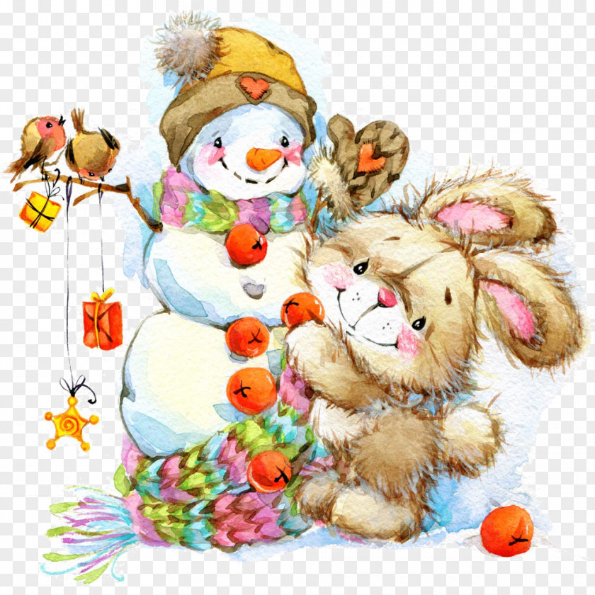 Rabbit Snowman Santa Claus Christmas Decoration Tree Illustration PNG