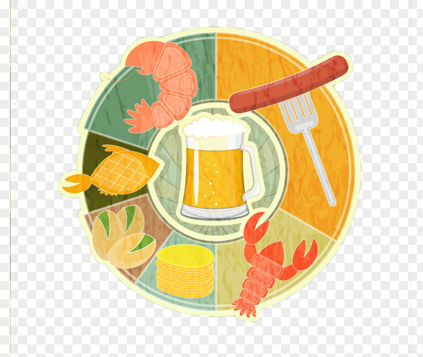Retro Barbecue Platter Beer PNG