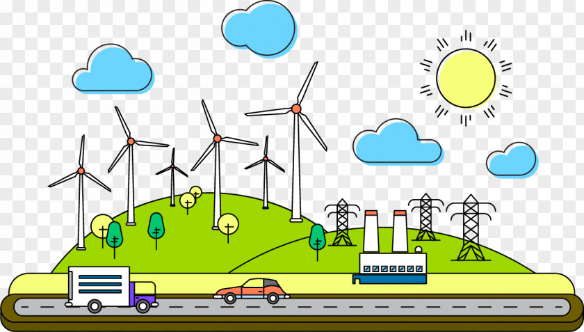 Vector Green Energy Power Station Wind PNG