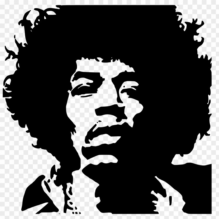 BlackAndWhite Jimi Hendrix Musician Drawing PNG