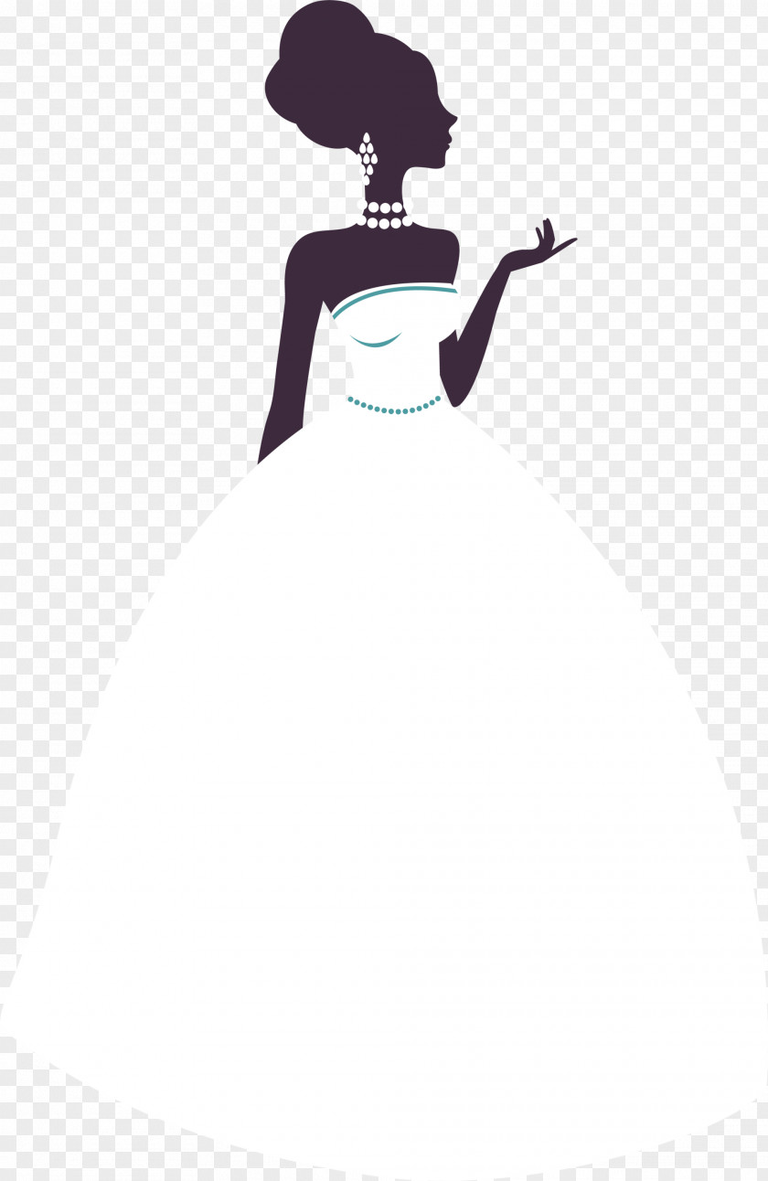 White Beautiful Bride Gown Shoulder Black Pattern PNG