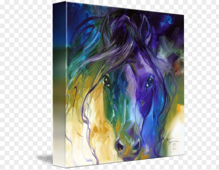 Abstract Blue Horse Watercolor Painting Art Acrylic Paint PNG