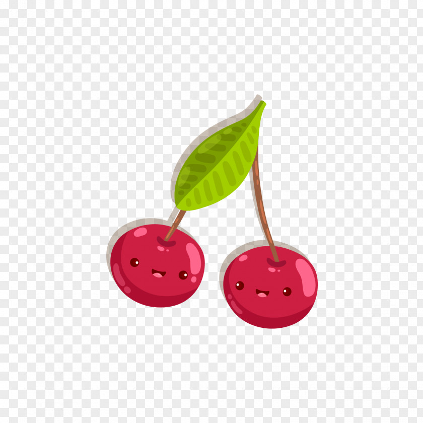 Red Cherry Cartoon Expression Auglis PNG