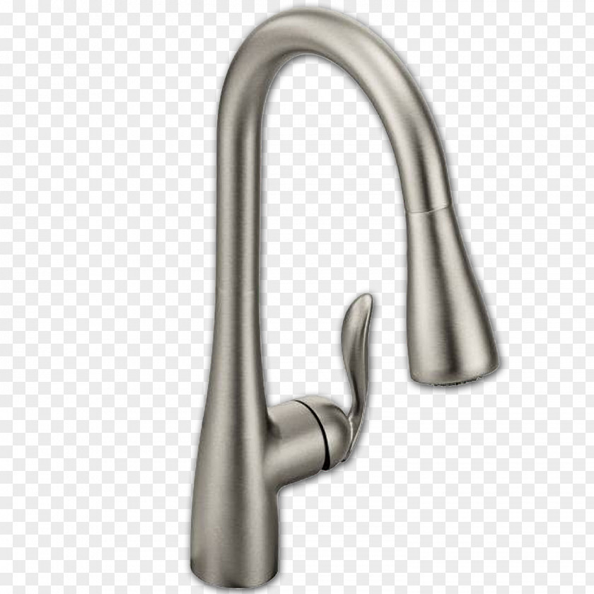 Faucet Moen Tap Kitchen Plumbing Brushed Metal PNG