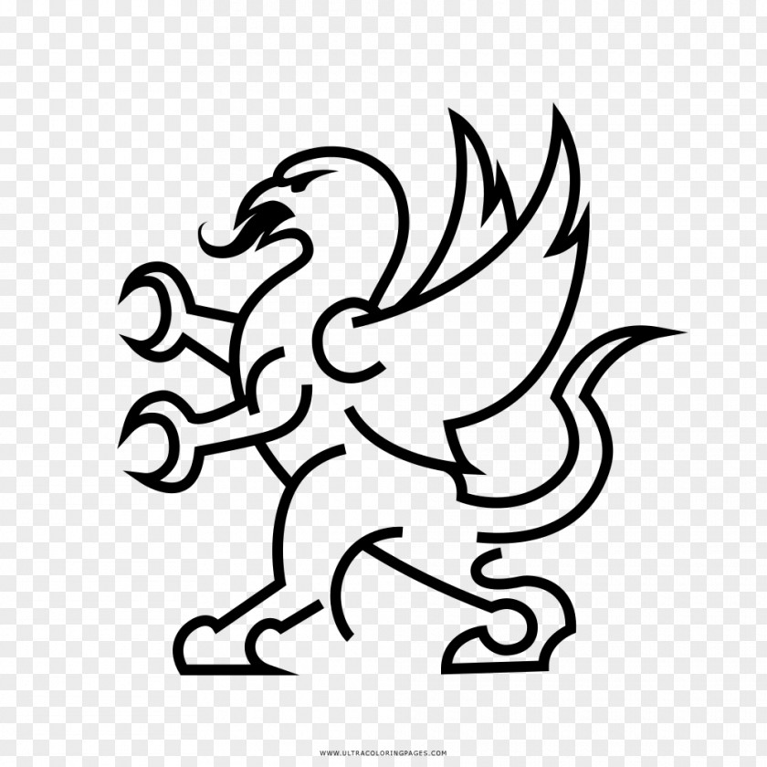 Griffin Black And White Coloring Book Drawing Line Art Clip PNG