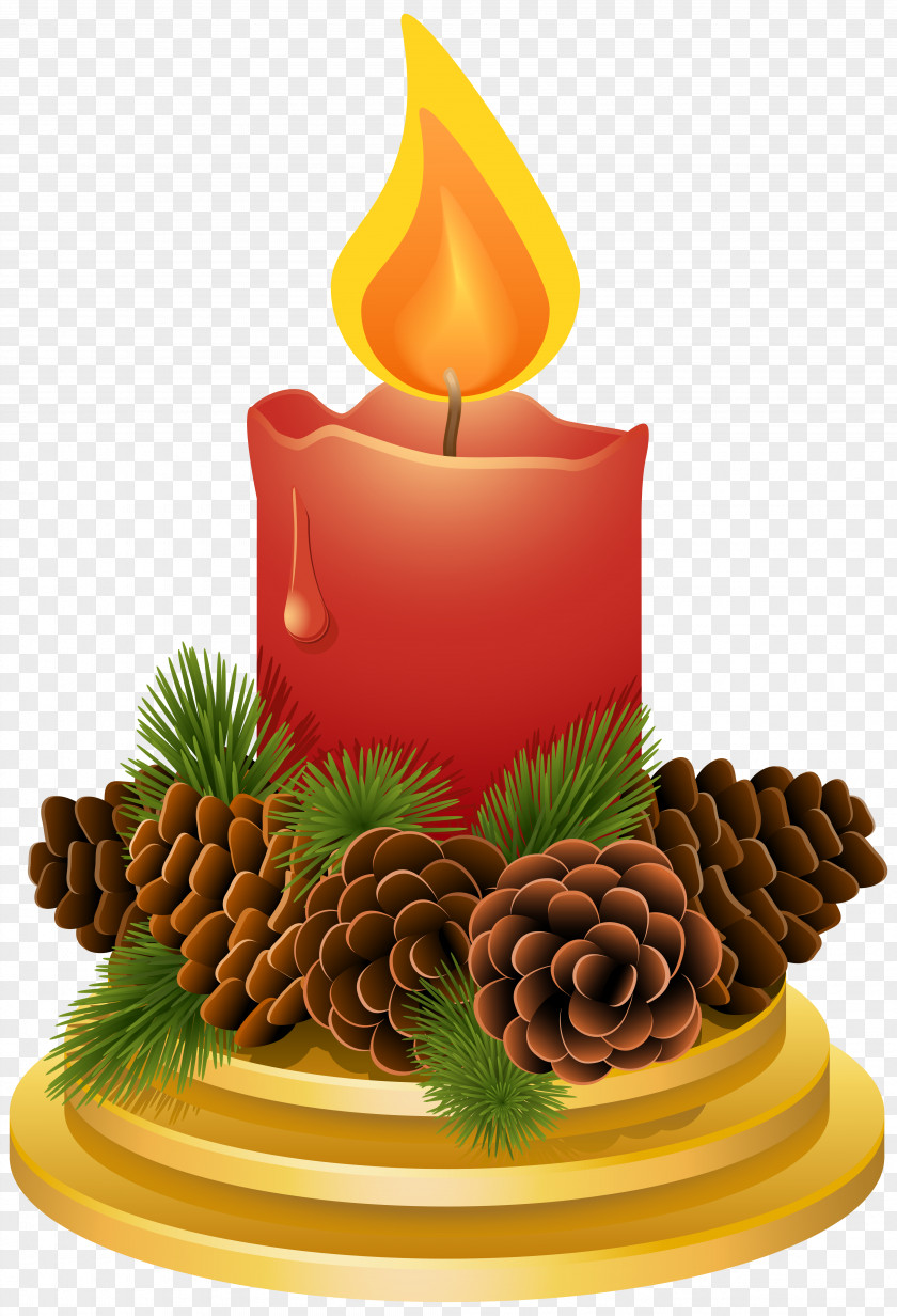 Christmas Candle With Pinecones Clipart Image Clip Art PNG
