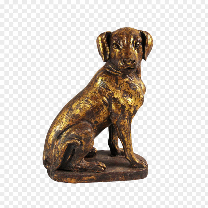 A Dog With Gold Ingot Breed Bronze Sculpture Figurine PNG