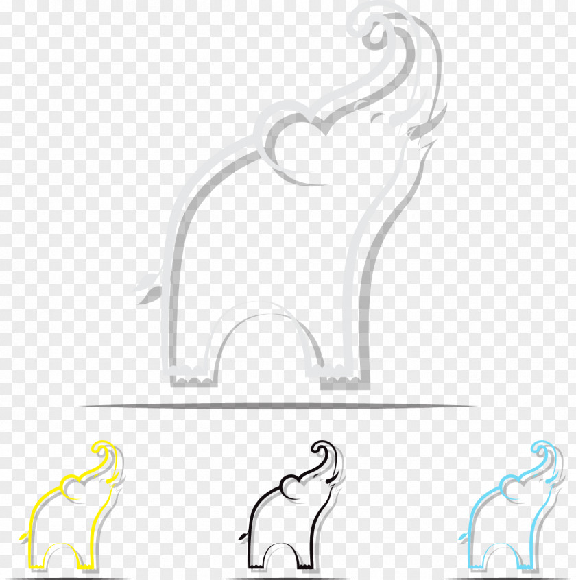 Floating Stick Figure Elephant Graphic Design PNG