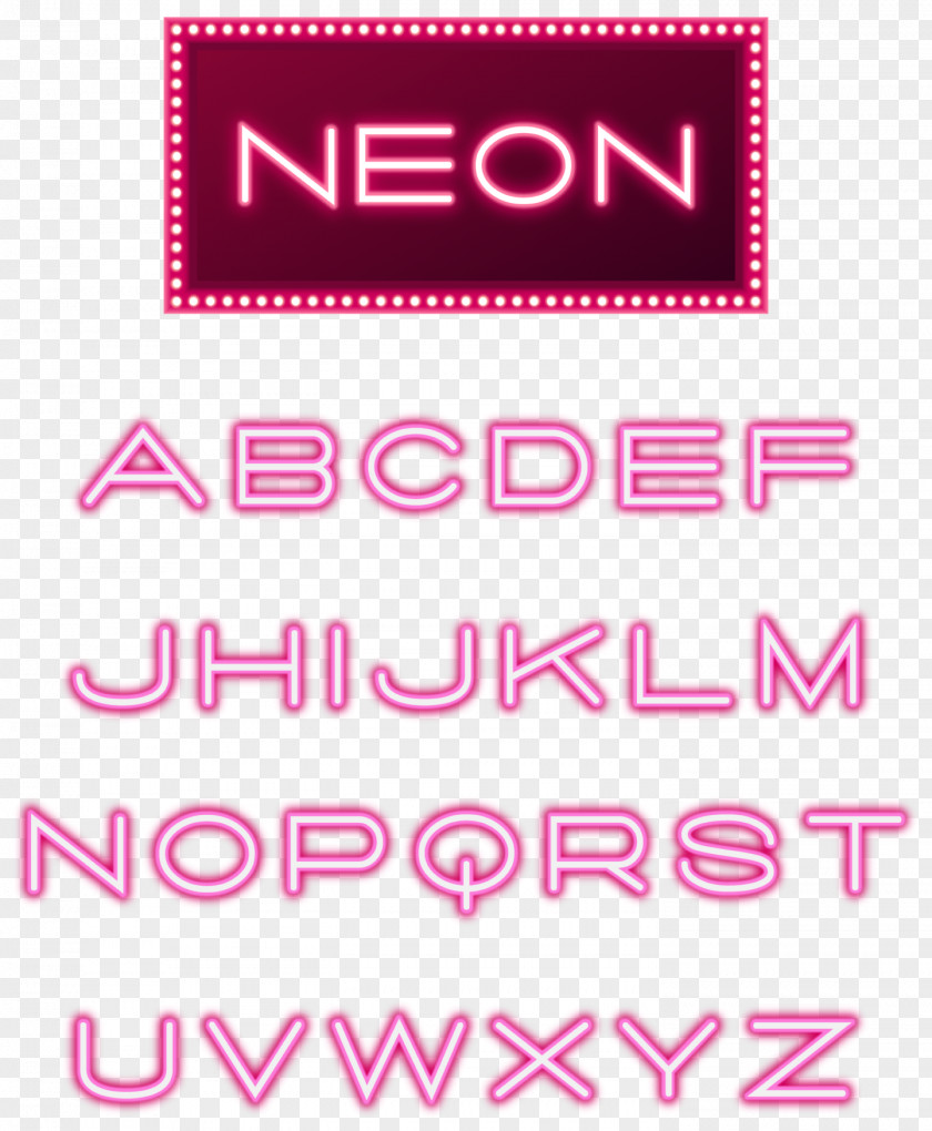 Neon Light Effect Word Lighting Letter Case Font PNG