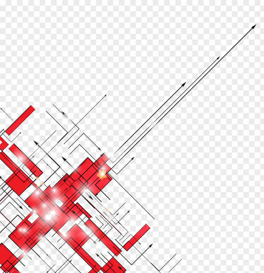 Red Light Emitting Arrow Euclidean Vector Line Diagram PNG