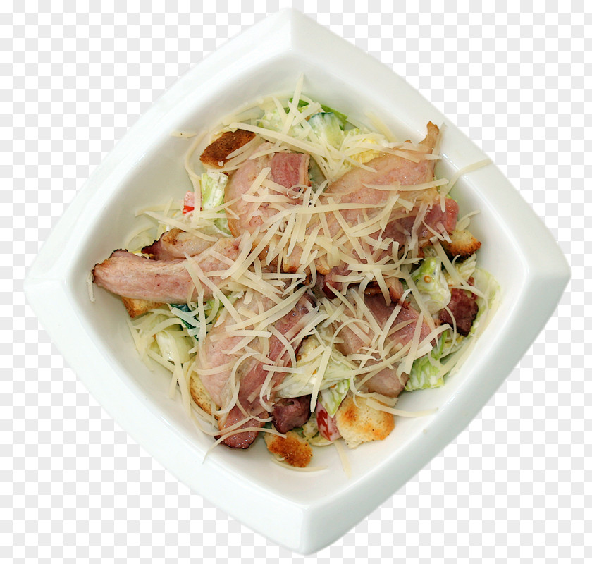 Bacon Carpaccio Caesar Salad Shirataki Noodles PNG