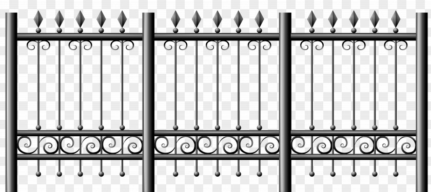 Black Fence Cliparts Picket Iron Railing Clip Art PNG