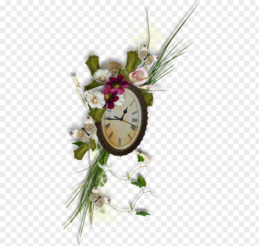 Clock Floral Design Clip Art PNG