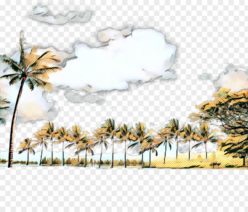 Art Wildflower Palm Tree Background PNG