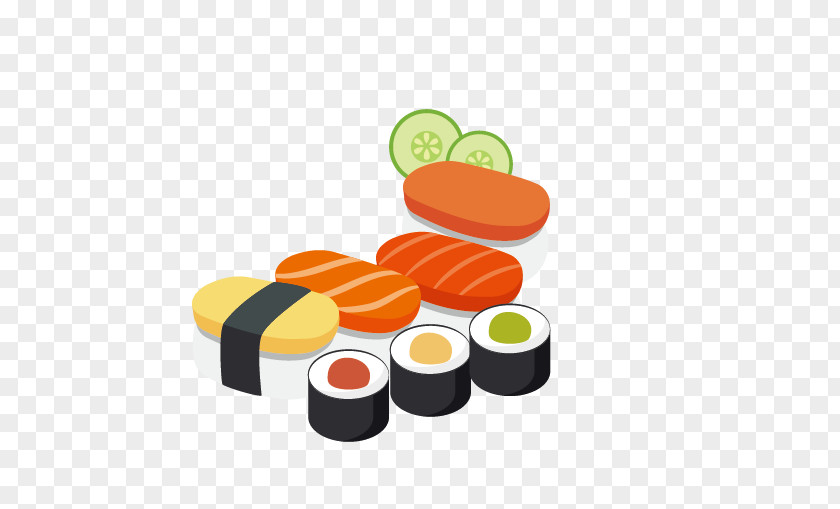Cartoon Japanese Food Cuisine Dorayaki Tempura Sushi PNG