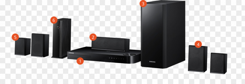Home Theater Blu-ray Disc Systems Samsung BLU-RAY 3D Cinema HTJ4500 500W 5.1 Surround Sound PNG