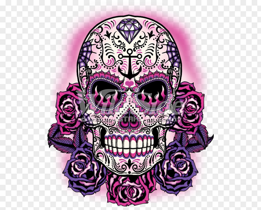 Skull Calavera T-shirt Day Of The Dead Iron-on PNG