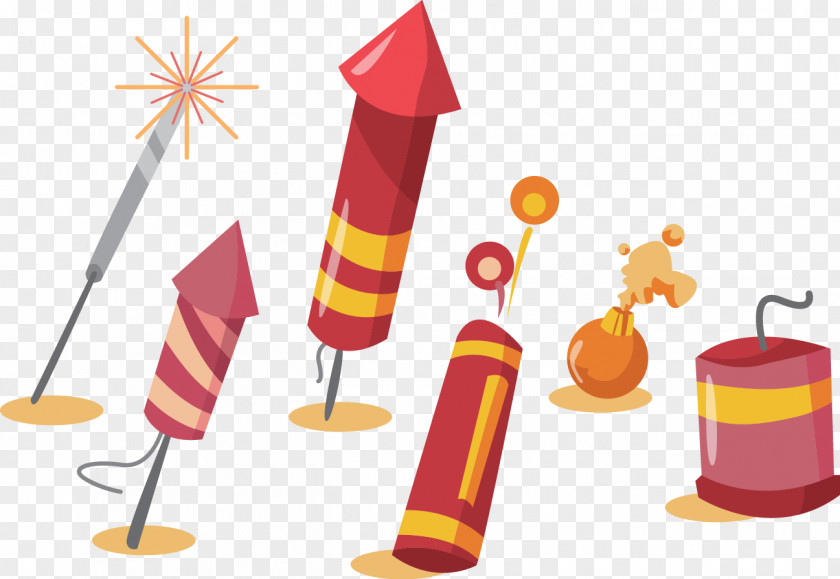 Vector Chinese New Year Fireworks Firecracker PNG