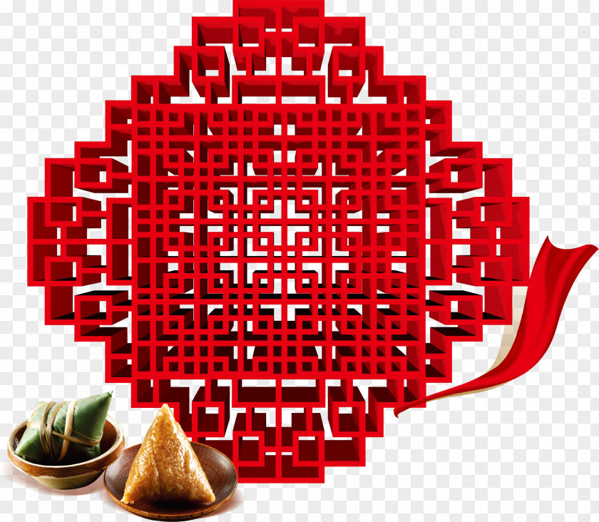 Red Traditional Carved Window Decoration Background PNG