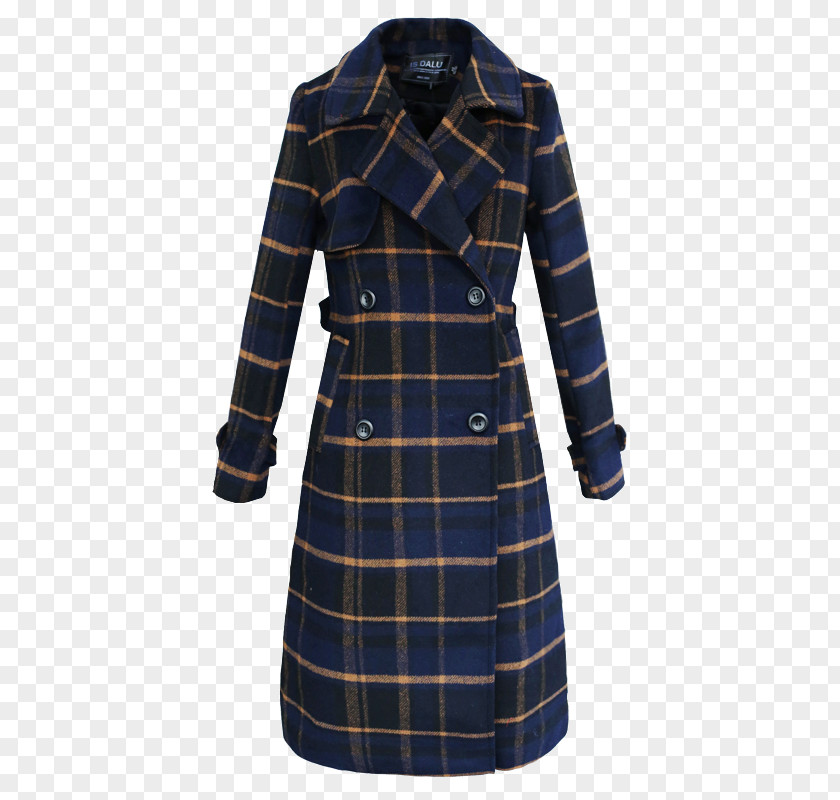 Dark Blue Plaid Jacket Overcoat Outerwear Lapel PNG