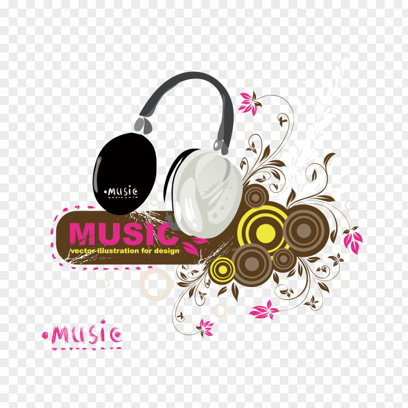 Vector Headphones And Patterns Microphone High-definition Television Headset Wallpaper PNG