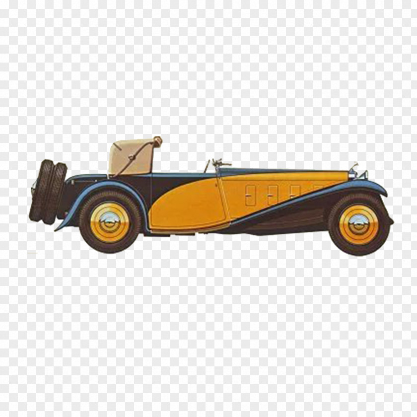 Yellow Retro Cartoon Painting Classic Cars Car Palm Beach Harley-Davidson Tri Glide Ultra PNG