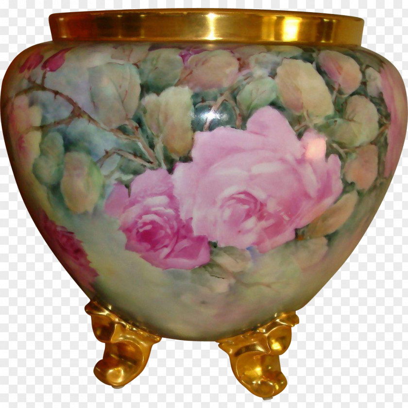 Rose Limoges Vase Jardiniere Porcelain PNG