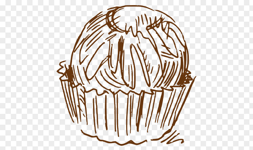 Vector Sketch Chocolate Muffin Cake Clip Art PNG