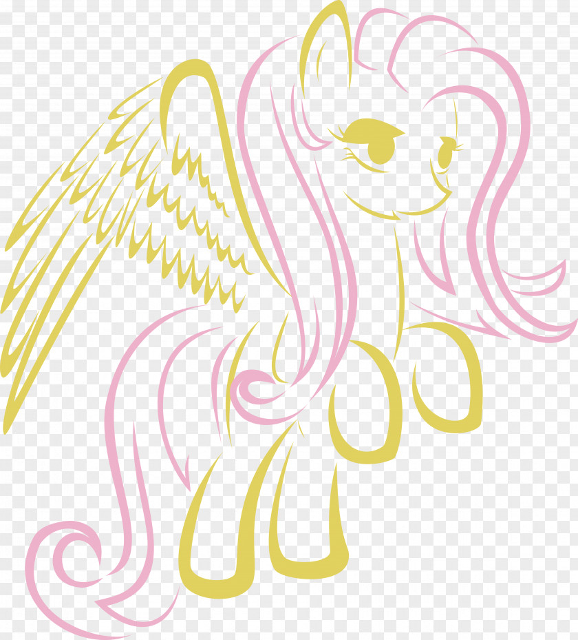 Pegasus Outline Fluttershy Drawing Horse Line Art PNG