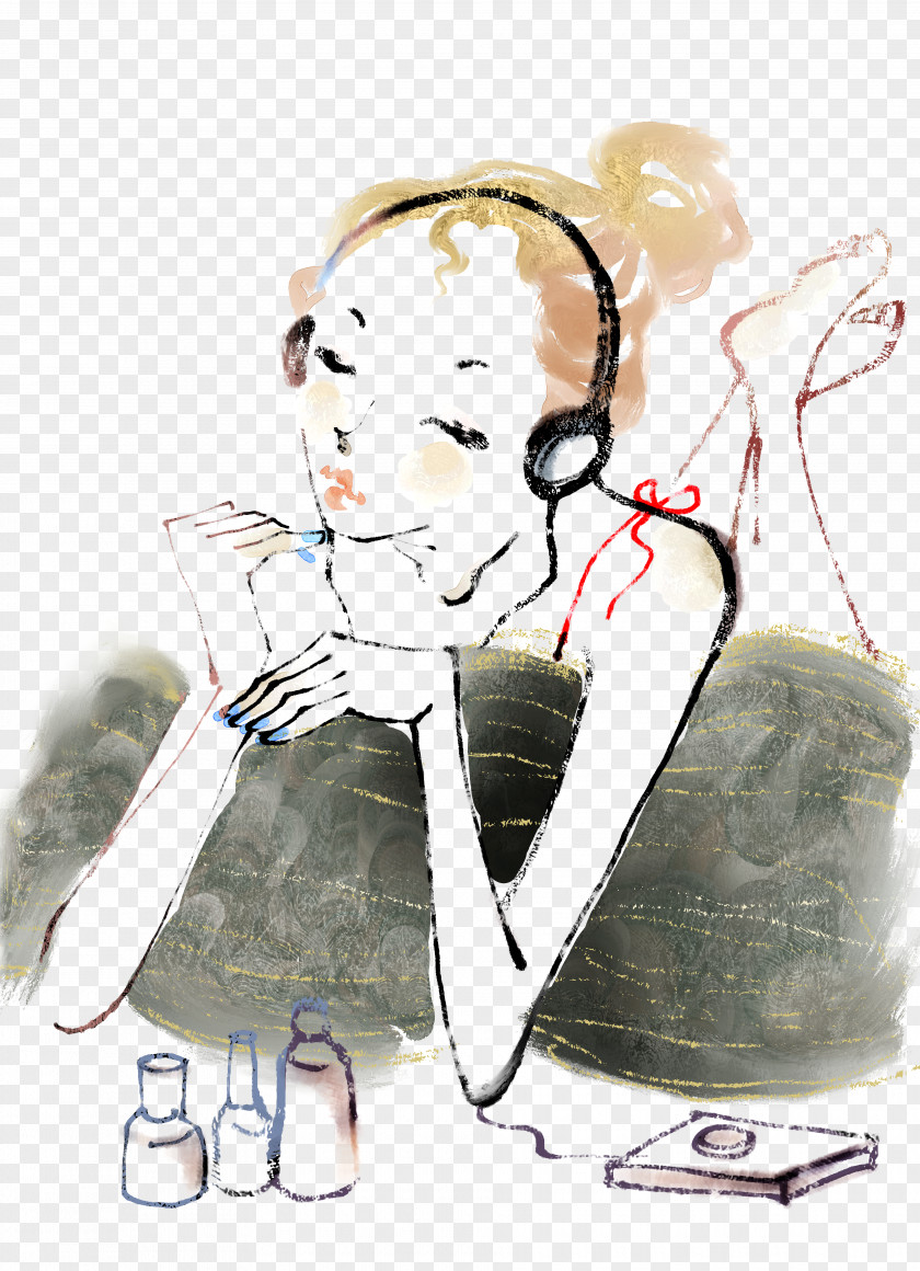 Music Cartoon Painting Illustration PNG Illustration, Listening to pop music clipart PNG