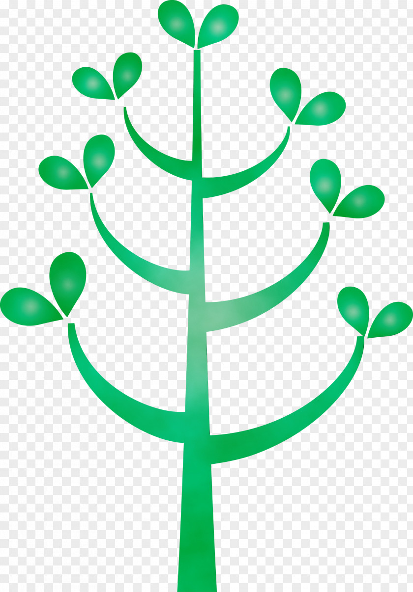 Green Leaf Symbol Plant Stem PNG