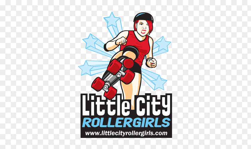 Little City Roller Girls Illustration Logo Poster Women's Flat Track Derby Association PNG