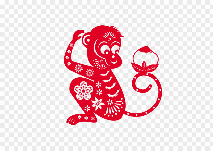 Paper-cut Monkeys Chinese New Year Monkey Greeting Card Years Day PNG