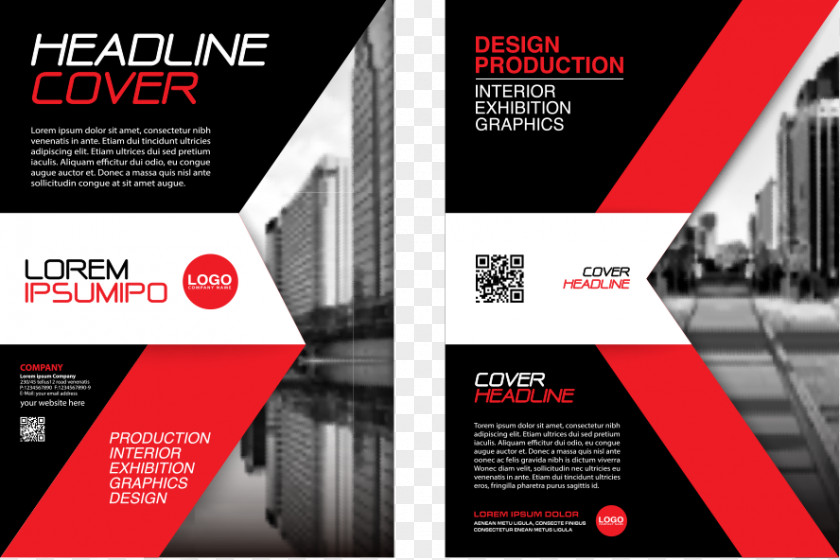 Vector Red Urban Architecture Flyer Brochure Advertising PNG