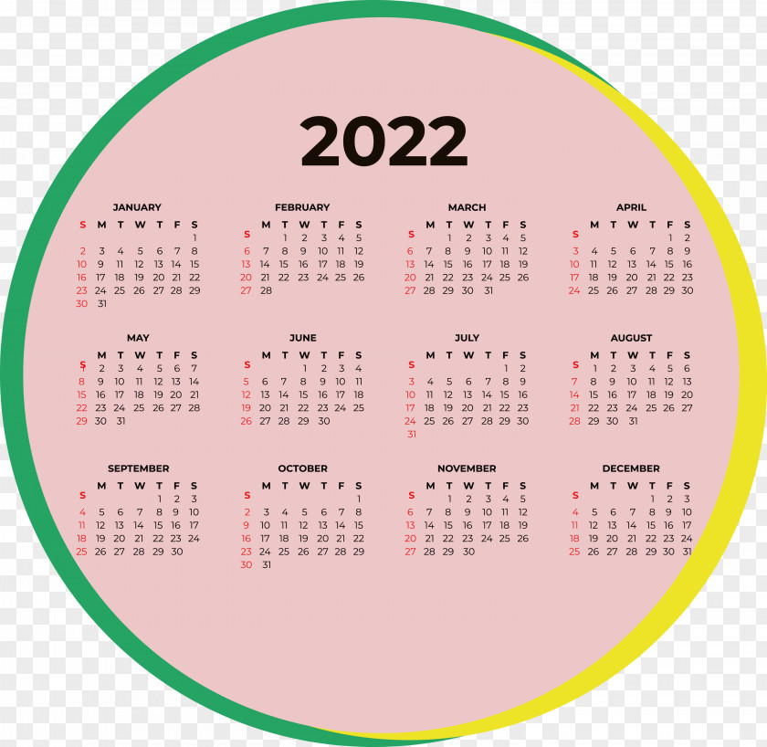 2022 Calendar 2022 Printable Yearly Calendar Printable 2022 Calendar PNG