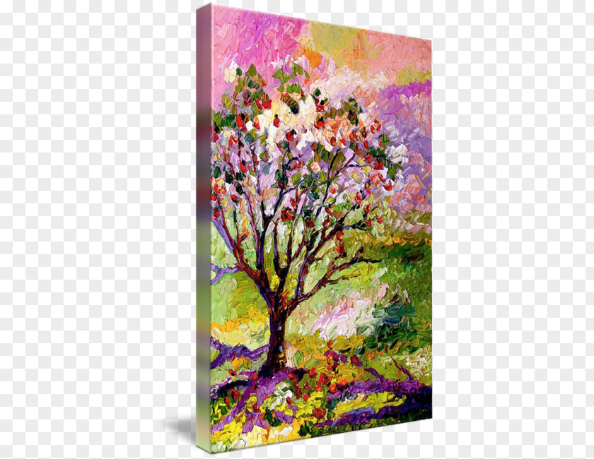 Watercolor Painting Tree Floral Design Modern Art Abstract PNG
