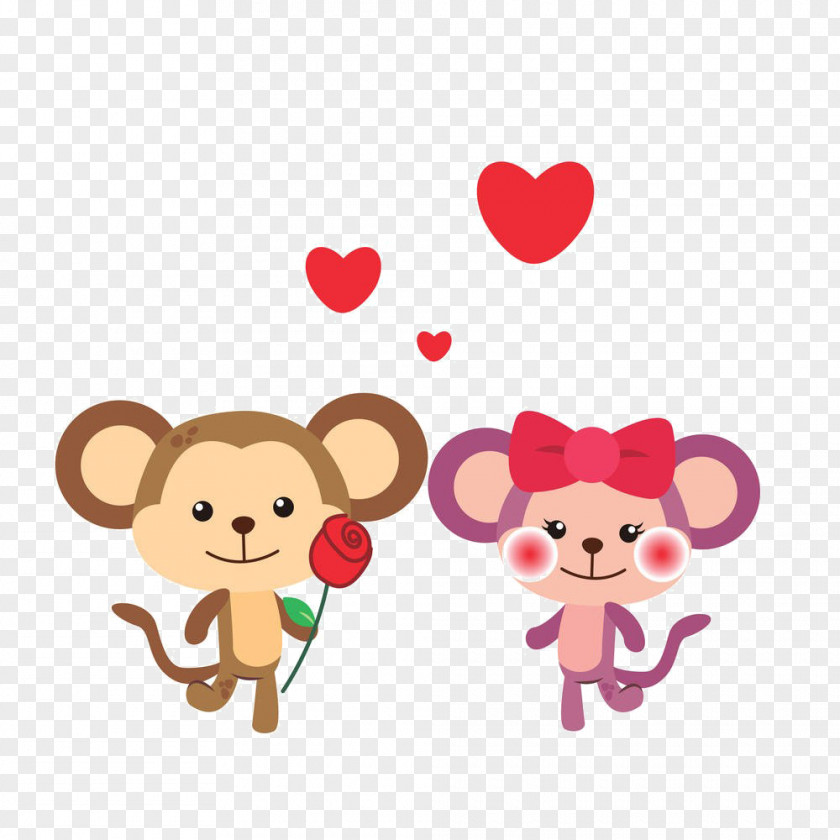 Cartoon Monkey Flowers Ape Clip Art PNG