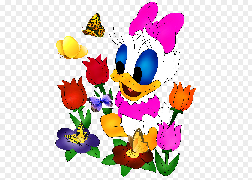 Daisy Disney Duck Floral Design Clip Art PNG