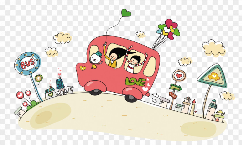 School Bus Cartoon Animation PNG