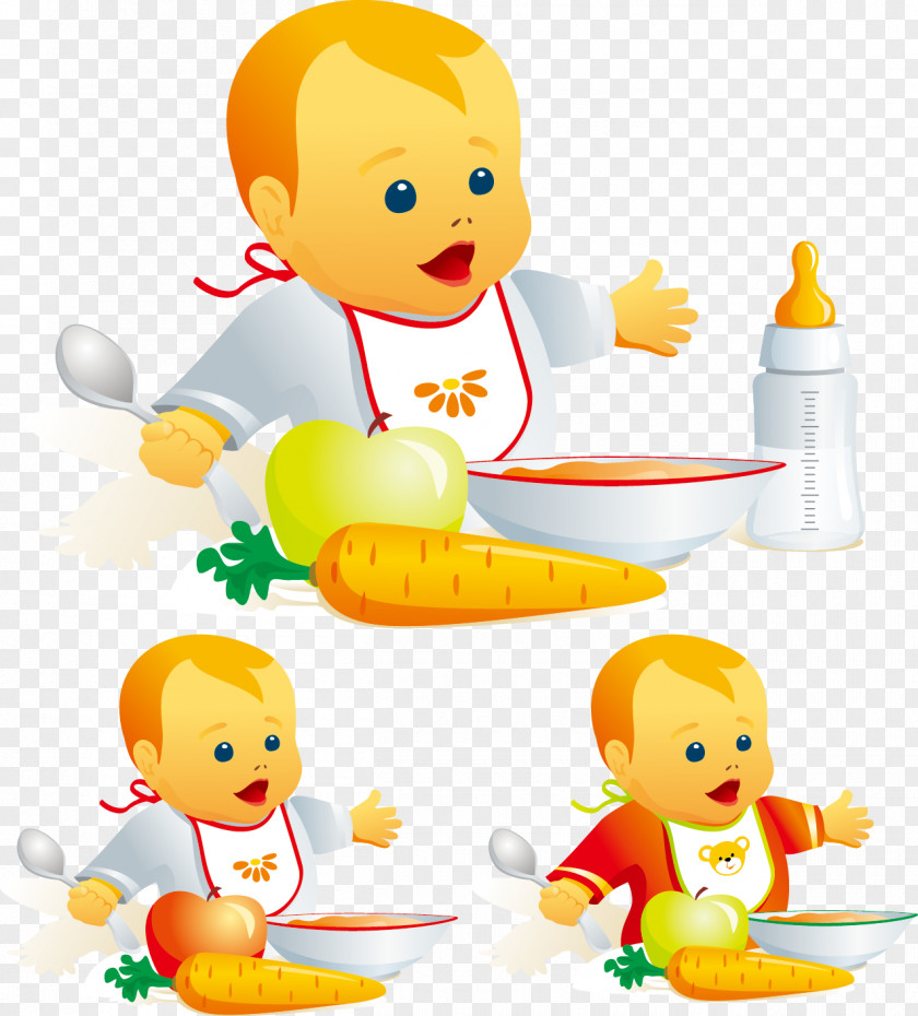 Vector Hand-drawn Cartoon Baby Meal Food Infant Drawing Clip Art PNG