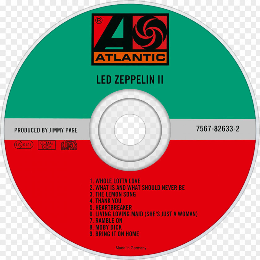 Led Zeppelin II LP Record Atlantic Records Powerage PNG