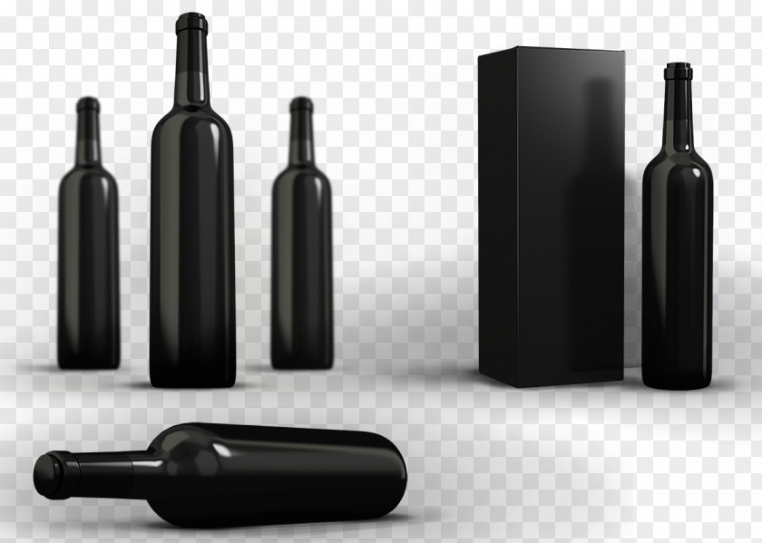 Black Bottle Wine Glass PNG