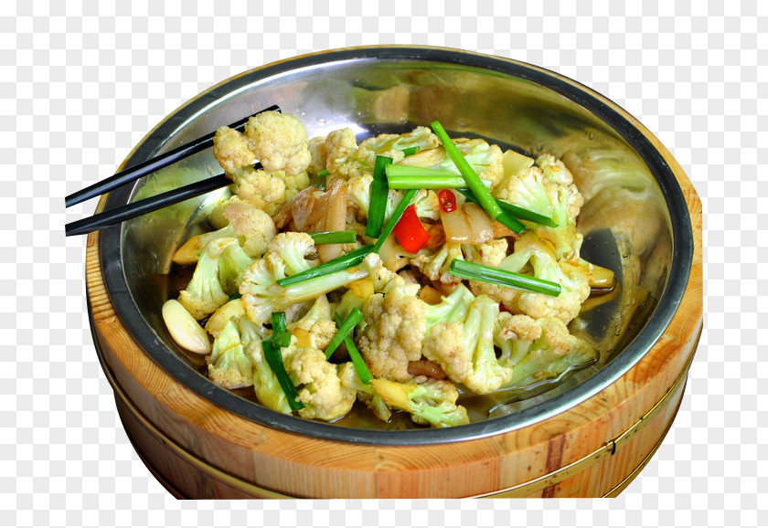 Large Pan Of Organic Cauliflower Chinese Cuisine Vegetarian PNG
