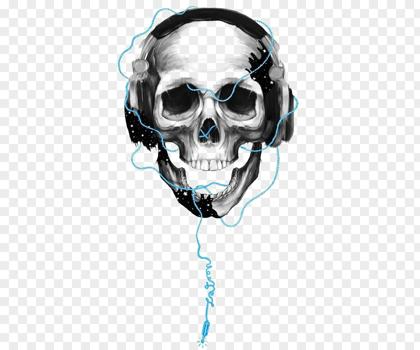 Skeleton Wearing Headphones Skull PNG