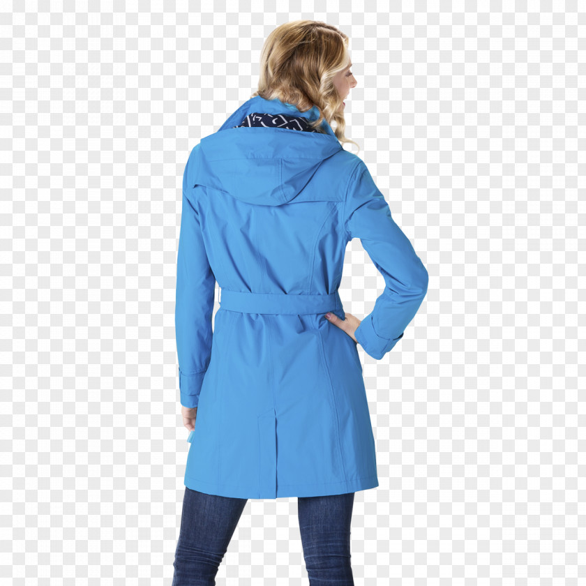 Happy Women's Day Trench Coat Hood Blue Raincoat PNG