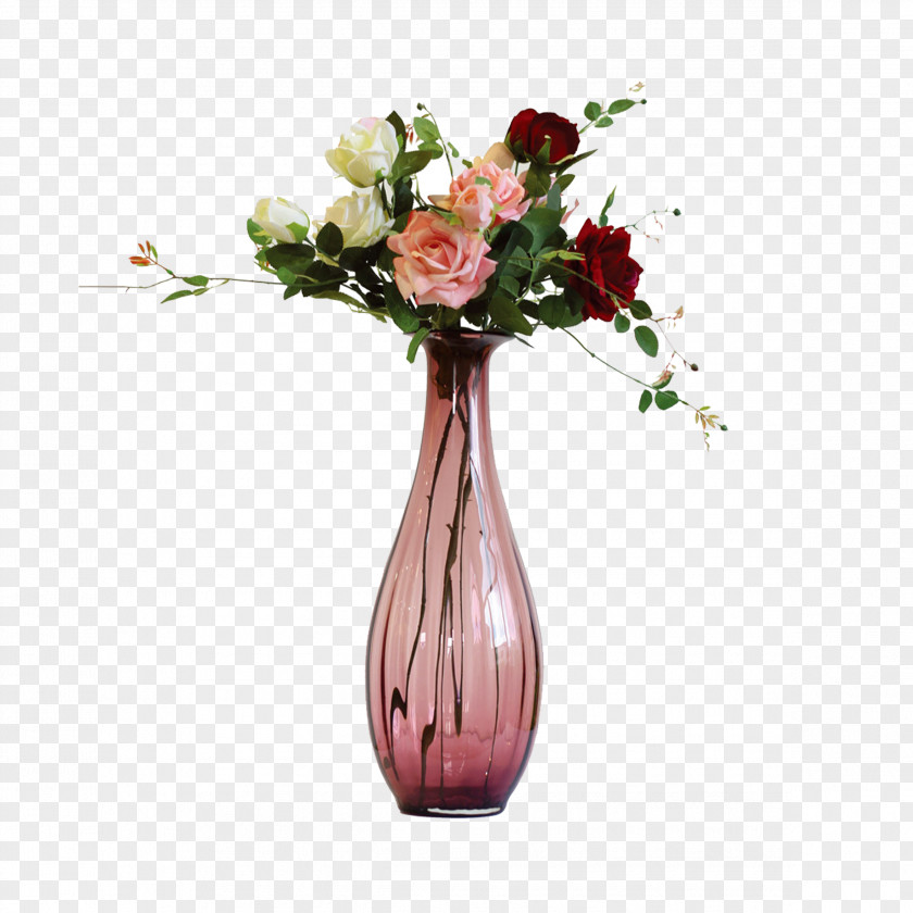 Pink Vase Glass Flower PNG