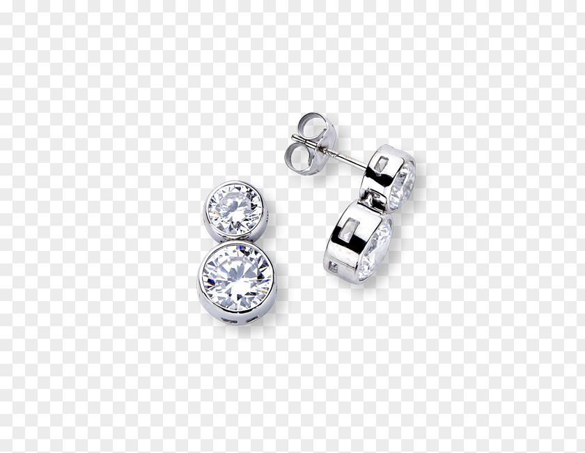 Round Bezel Earring Jewellery Gemstone Silver PNG