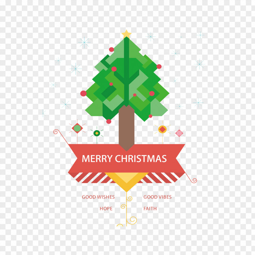 Creative Geometric Christmas Tree Poster PNG